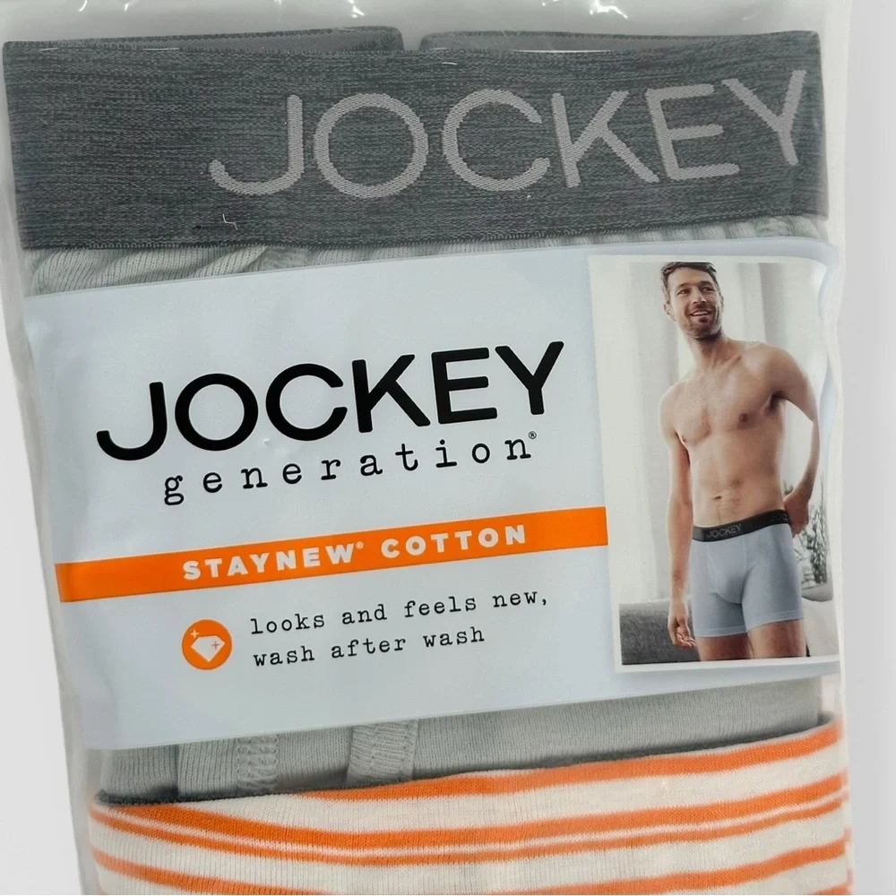 NWT Jockey Generation Men's Boxer Briefs 3pk Blue/Orange/Gray Size Small